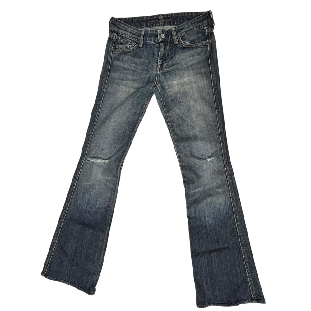 7 For All Mankind A Pocket Low Rise Flare Jeans 26 Y2K USA